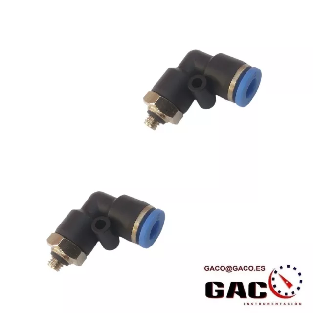 PACK DE 2 RACOR AUTOMATICO CODO M5 PARA TUBO 6 mm GIRATORIO NEUMATICA MOTO