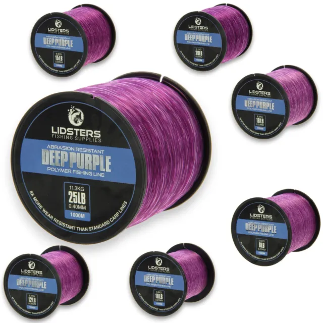 Lidsters 1000M DEEP PURPLE Polymer Carp Coarse Fishing Line Bulk Spool All Sizes