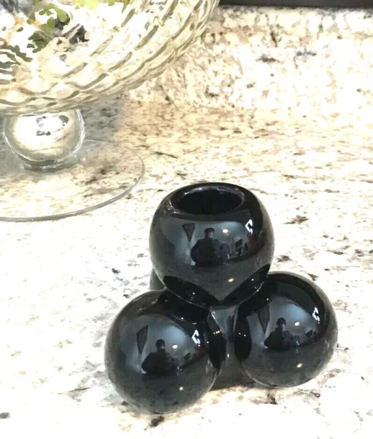 MCM BLACKWestmoreland Glass Della Robbia STACKED BallS Candlestick Candle Holder