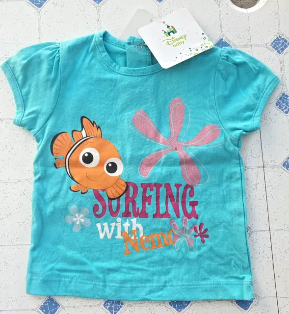 T-Shirt Vert Nemo Disney Baby Fille 6 Mois Neuf