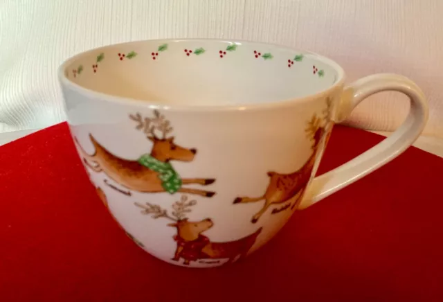 Portobello By Design Christmas Santa's Reindeer Bone China Coffee Soup Cup Mug