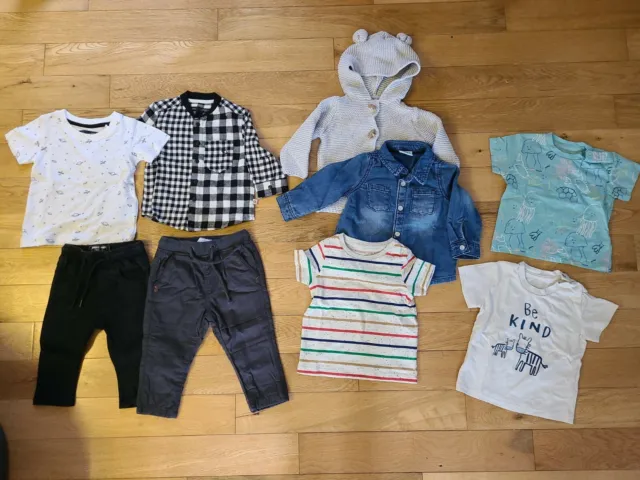 Pacchetto M&S next f&f bambino unisex bambina 3-6 mesi t-shirt felpa con cappuccio pantaloni check