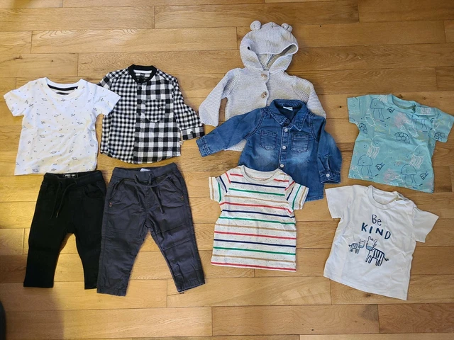 Pacchetto M&S next f&f bambino unisex bambina 3-6 mesi t-shirt felpa con cappuccio pantaloni check