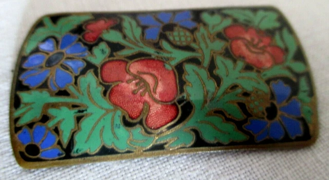 Broche Vintage Michaela Frey – Émail Cloisonné Plaqué Or, Bleu, Référence 5120 | Occasion Parfait état