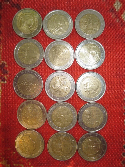 2 Euro Münzen - Konvolut - 15 Stück