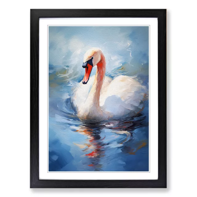 Swan Gestural No.2 Wall Art Print Framed Canvas Picture Poster Decor Living Room