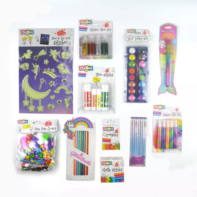 Arts Crafts Set Kids Children Pencils Crayons Paint Chalk Stickers Glitter Glue