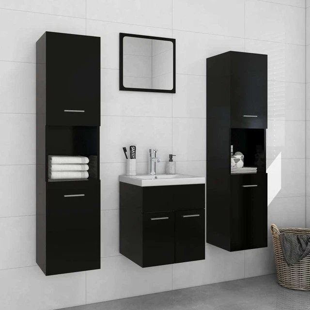 BATHROOM FURNITURE SET Black Engineered Wood £591.77 PicClick UK