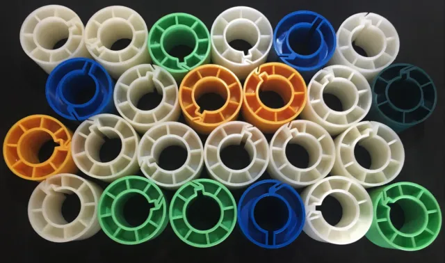 35mm Film Cores Spools Dia 50mm 2” Film Editing Storage Mixed Colours - QTY 24