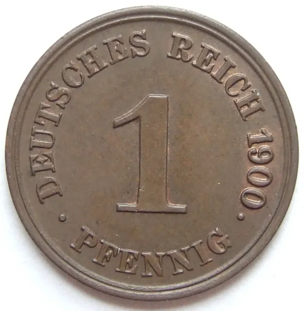 Moneta Reich Tedesco Impero Tedesco 1 Pfennig 1900 G IN Brillant uncirculated
