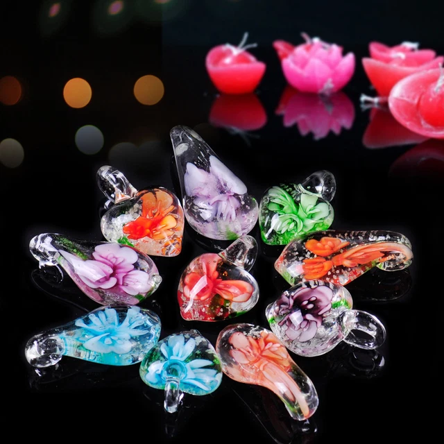 5 x Glas Herz Anhanger Lampwork Glas Wassertropfen Glasperlen Damen Geschenk