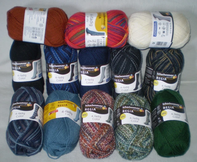 (55€/kg) 50gr REGIA / Schachenmayr 4-fädig/ 4-fach Sockenwolle uni+color