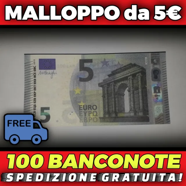 👉 MALLOPPO DI 100 banconote da 5 euro (FacSimile / COPIE) - SPEDIZIONE  GRATUITA EUR 24,99 - PicClick IT