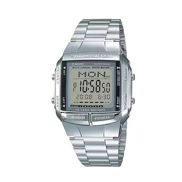 Casio Men's Illuminator Digital Databank Stainless Steel Watch DB360-1A With Box