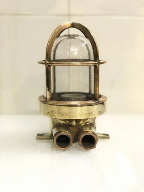 Nautical sale, Old Reclaimed Antique Original Brass Bulkhead Wiska Wall Light 3