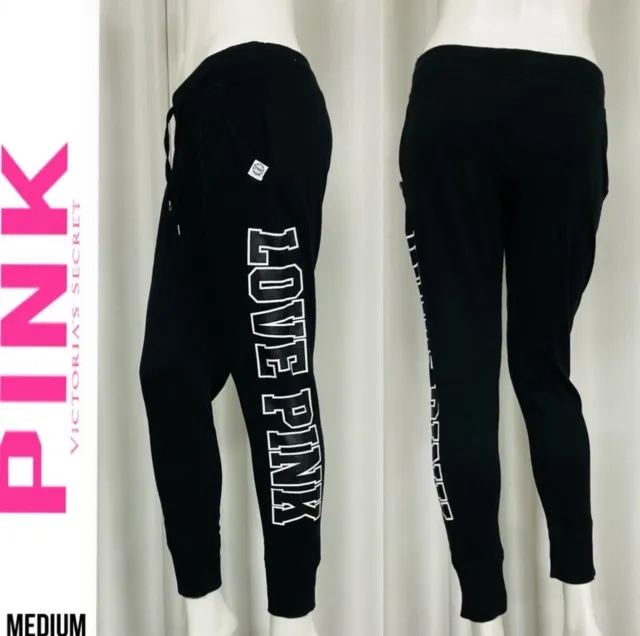 Pink Victoria's Secret Black Spell Out Joggers