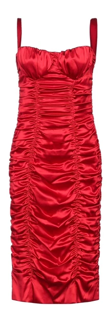 *DOLCE & GABBANA * Red Stretch Silk Satin Bustier Midi Dress NWT IT 40 *DOLCE & GABBANA * Red Stretch Silk Satin Bustier Midi Dress NWT IT 40