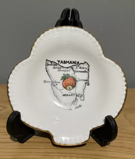 Map Of Tasmania VINTAGE RETRO Trinket Pin Small Plate Souvenir Westminster Apple