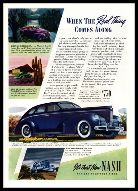 1939 Nash Motor Division 4-Door Sedan "When The Real Thing Comes Along" Print Ad