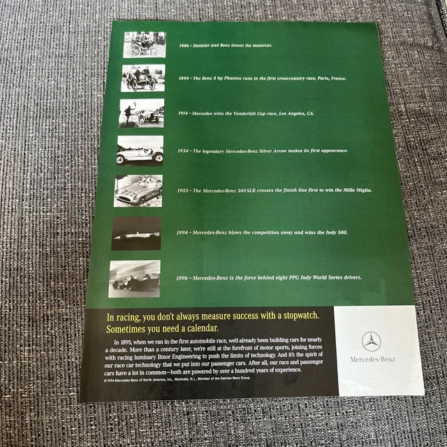 1996 Mercedes Benz Racing Ad Daimler PPG Indy 300 SLR Silver Arrow Phaeton