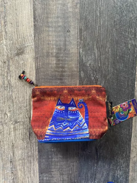 Laurel Burch Canvas Cosmetic Zippered Pouch - Makeup Bag Cats New with tags