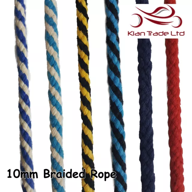 10mm Tressé Coton Corde 100% Naturel Doux Multicolore 8 Brin Artisanat Décor