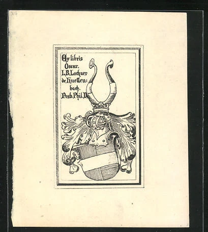 Exlibris Oscar Lochner, Wappenmit Ritterhelm