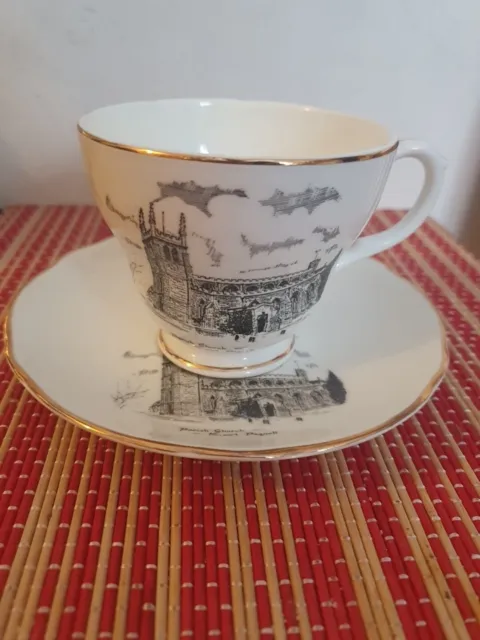 Vintage Coffee Cup And Saucer Newport Pagnell Parish Church Set