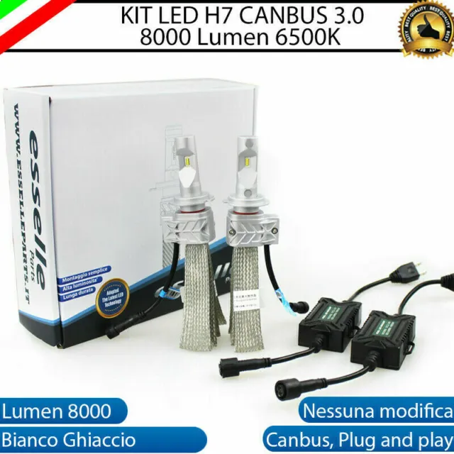 Kit Led H7 Canbus Per Con Led 8000 Lumen 80W 6500K Bianco