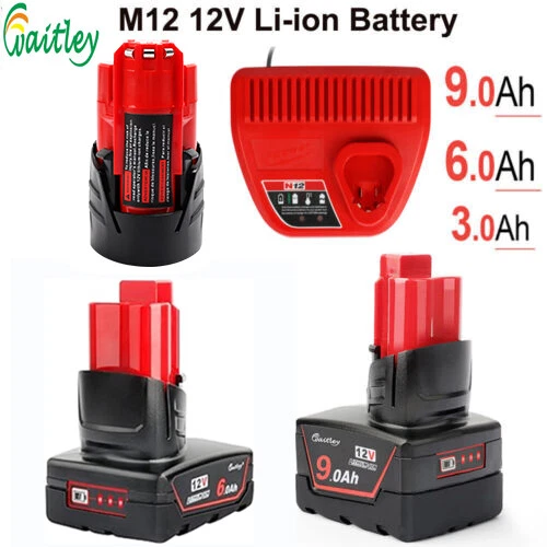 For Milwaukee M12 12V 3A 6A 9A Li-ion XC Battery 48-11-2420 2402 M12B6 Charger