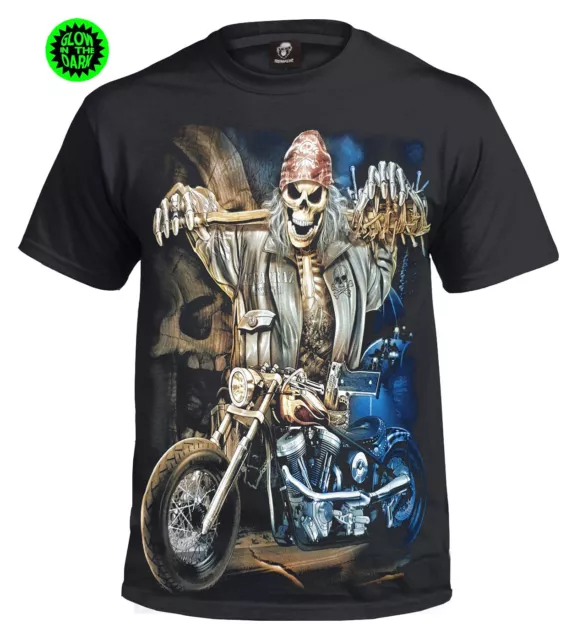 T-shirt PUNK RIDER UOMO/Biker/Skull/Reaper/Game Over/Rock/Metal/Goth/Kids/Top