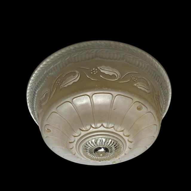 VINTAGE CEILING LIGHT LAMP SHADE GLOBE Round Frosted Pink Glass Holly