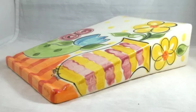 Vicki Carroll 1997 Bloomin Blossoms Ceramic Notepad Stand 9.5" x 6" Rare