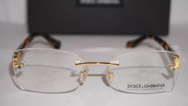 Dolce & Gabbana New Eyeglasses Rimless Gold Havana DG1278 1123 52 17 135