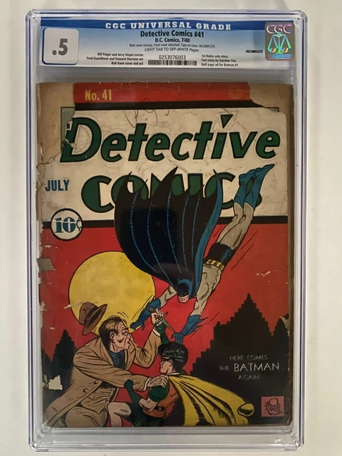 Detective Comics 41 CGC 0.5 (DC 1940)-1st Robin Solo Story, not Batman 27 1939
