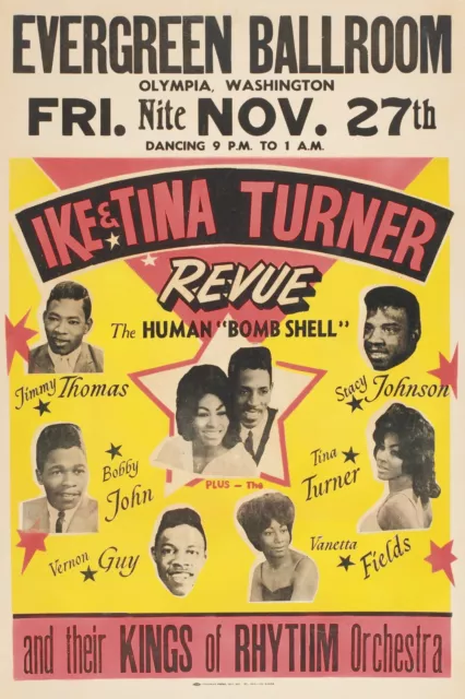 Ike and Tina Turner Revue Evergreen 16" x 12" Photo Repro Concert Poster