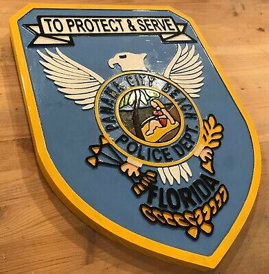 Police Panama City Beach 3D routed carved wood patch plaque Sign Custom
