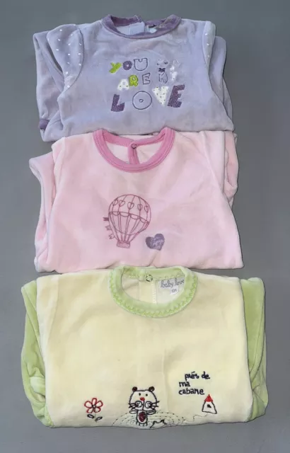 Super Lot 3 Pyjamas Velours 6 Mois Petit Bateau Orchestra Baby Love TBE