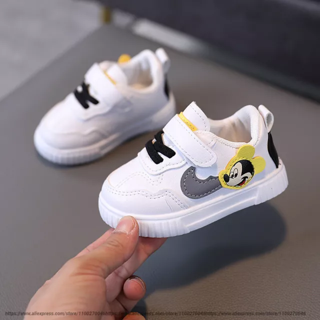 White Casual Shoes For Baby Boy Girl Brand Children Sneaker Mickey Mouse Whit...