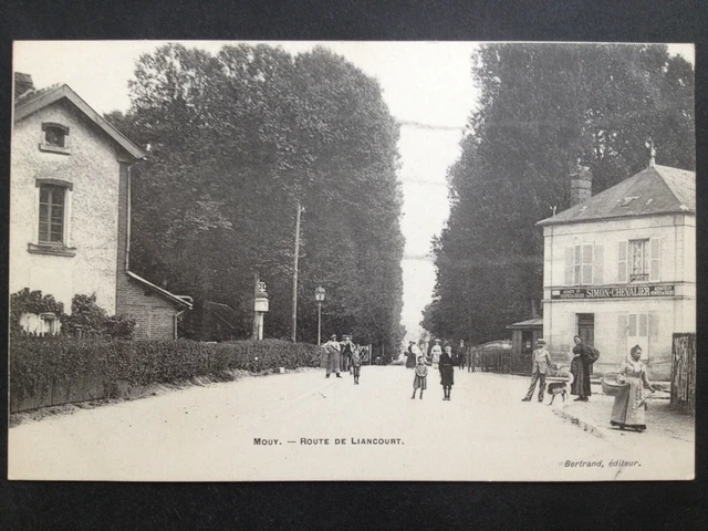 cpa MOUY Oise Route de LIANCOURT Passage à Niveau ACHAT de SOLDE SIMON CHEVALIER