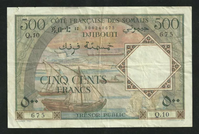 Colonies Françaises : Somalis / Djibouti : 500 Francs 1952