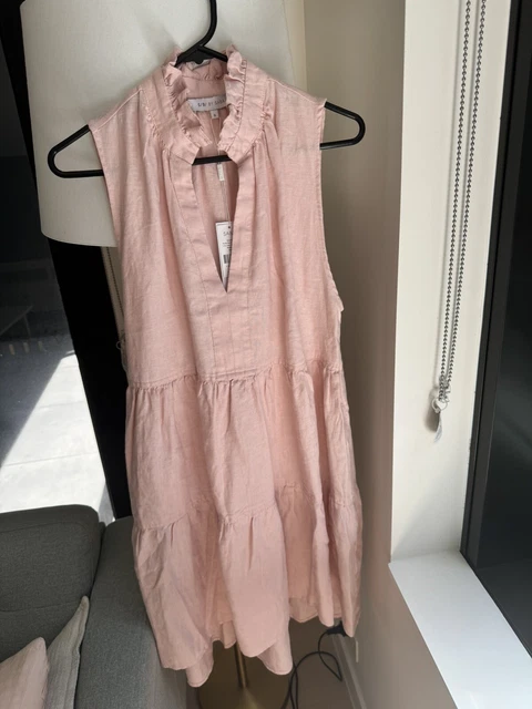 SABA LILA LINEN Tiered Mini Dress. Small. Pink. 200.00 PicClick AU
