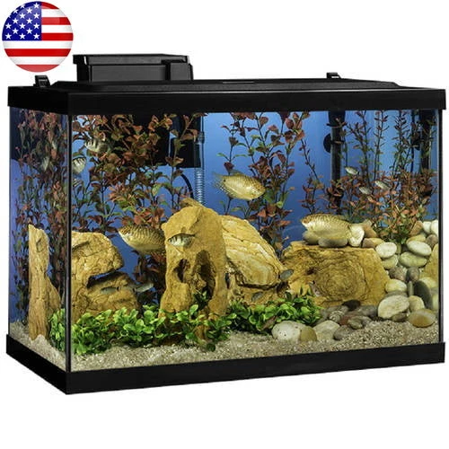 20 Gal Led Glass Aquarium Starter Kit Filter Heater Plants Scratch Resistant