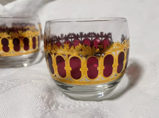 Culver Cranberry Scroll Roly Polys set of 7