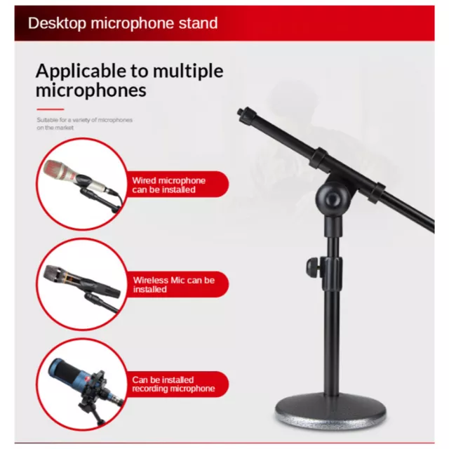 Black Desktop Microphone Stand with Boom Adjustable Holder Mount for Mic AUS