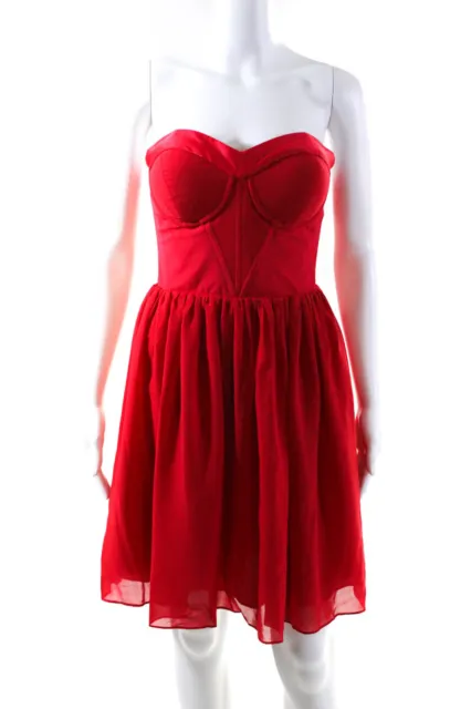 ERIN erin fetherston Womens Ruffled Hem Strapless Empire Waist Dress Red Size 2