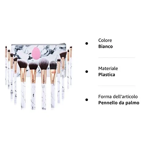 Pennelli Make Up Start Makers12Pcs Set di Pennelli Per Trucco in Marmo Con Fo... 7