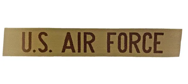 American U.S. Air Force Desert Uniform Cloth Woven Name Tape Patch Brown on Tan