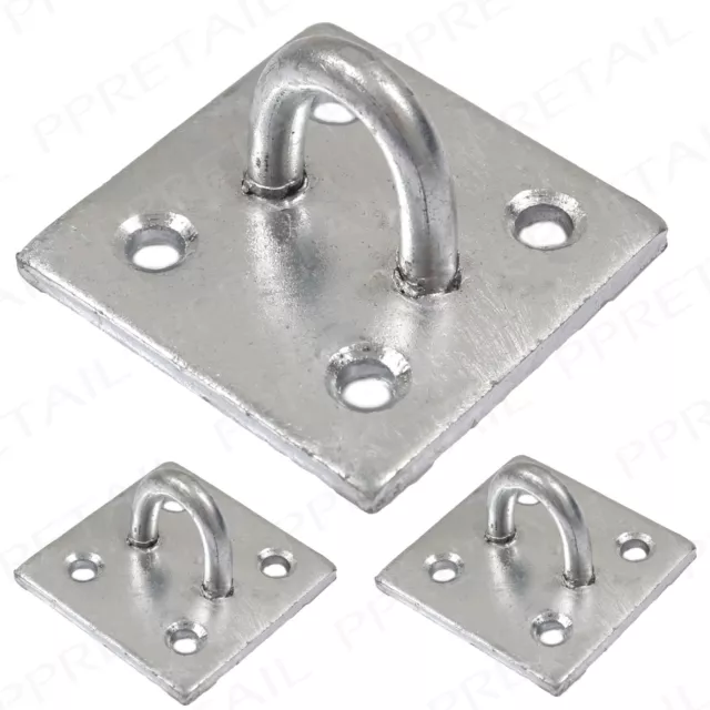 STAPLE ON PLATE X2 Eye Pad Galvanised Boat Mooring Wall Mounted Animal Tether UK