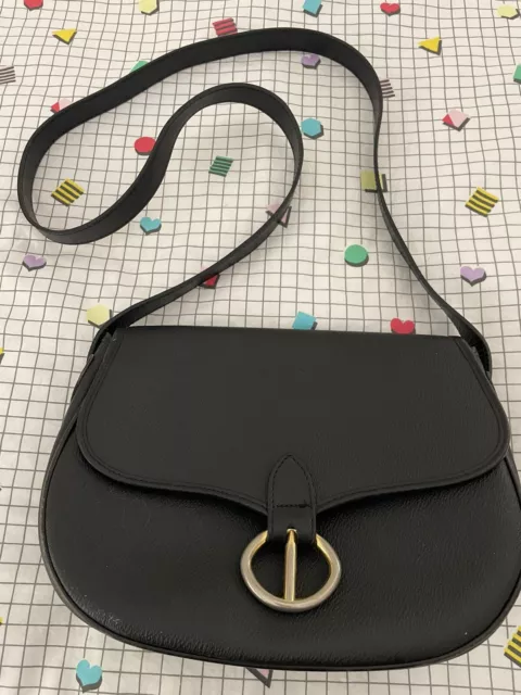 Christian Dior Womens Vintage Leather Crossbody Hand Bag Black
